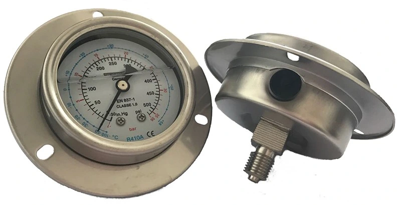 German Type All Stainless Steel SS316 -60 to 200 Centigrade Air Source Heat Pump Refrigerant Freon Pressure Gauge R134A R22 R404A R410A R407c HVAC Fireplace