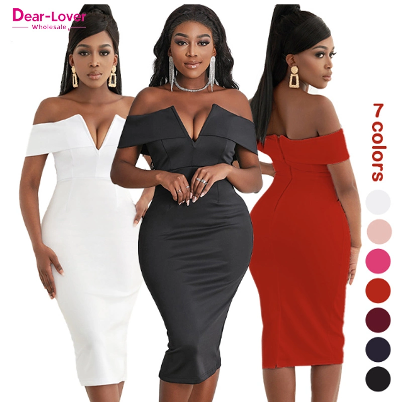 Dear-Lover Blank Apparel Dropshipping Clothing Apparel Sexy Ladies Cocktail Formal Prom Gown Party Women Evening Bandage Fashion Dress