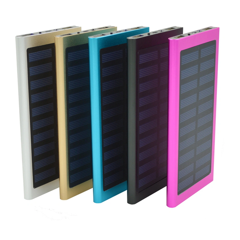 Outdoor Hot Design Dual USB Solar Power Bank Fast Charger with LED Flashlight