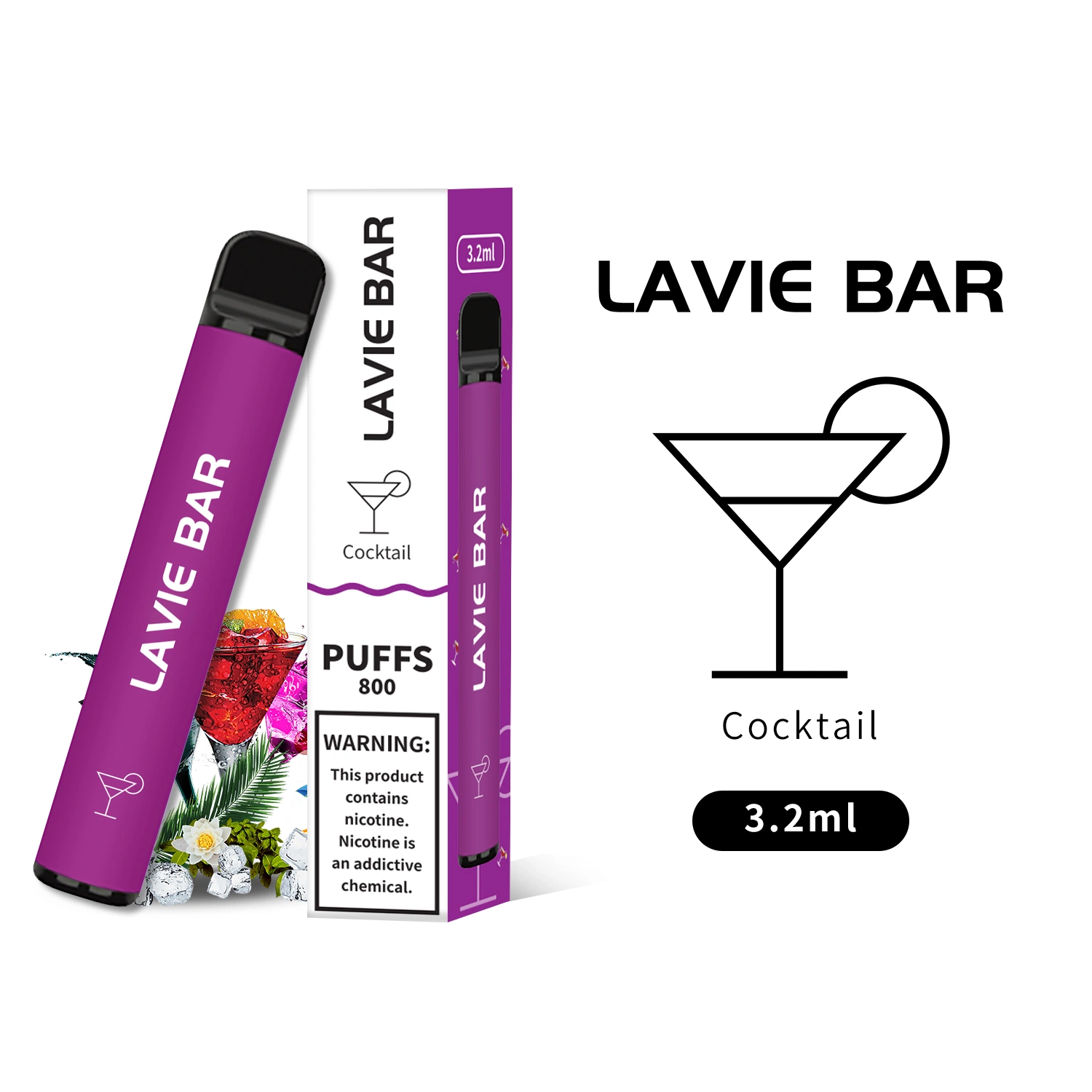 800 Puffs Disposable/Chargeable Vape Pen with Fruit Flavors