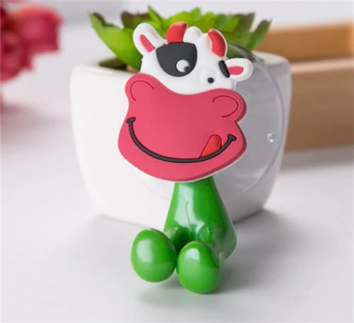 Cute Cepillo de Dientes Soporte de pared con ventosa ventosa Animal de dibujos animados de almacenamiento de cuarto de baño