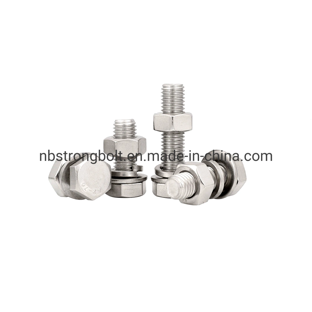 Stainless Steel Bolt with Washer and Nut Combination DIN931 DIN933 Bolt