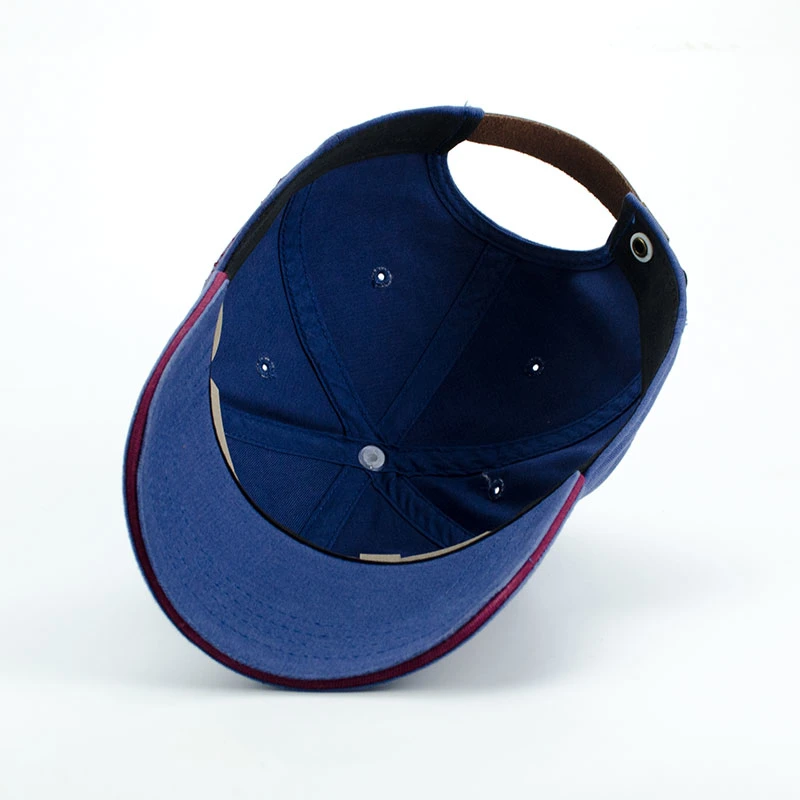 Twill Cotton Baseball Cap with 3D Embroidery and Leather Back Closure Fashion Golf Sports Hat