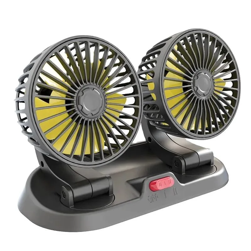 Portable Automotive Adjustable 12V 24V USB Mini Dual-Head Cooling Fan