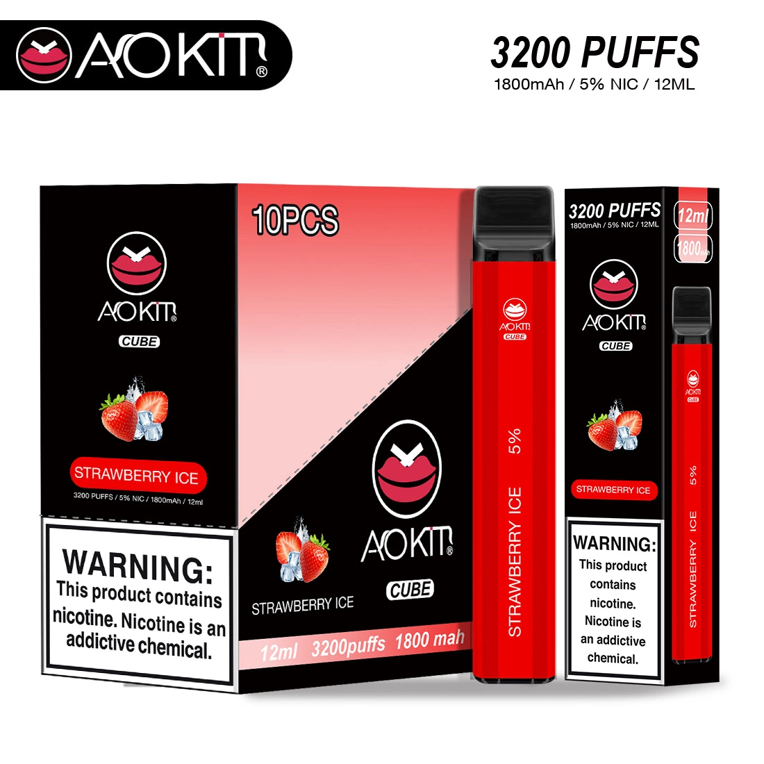 Cube Aokit Vape Disposables 3200 inhalations jetables prix d'usine Vape Pod stylo avec la cigarette électronique jetable