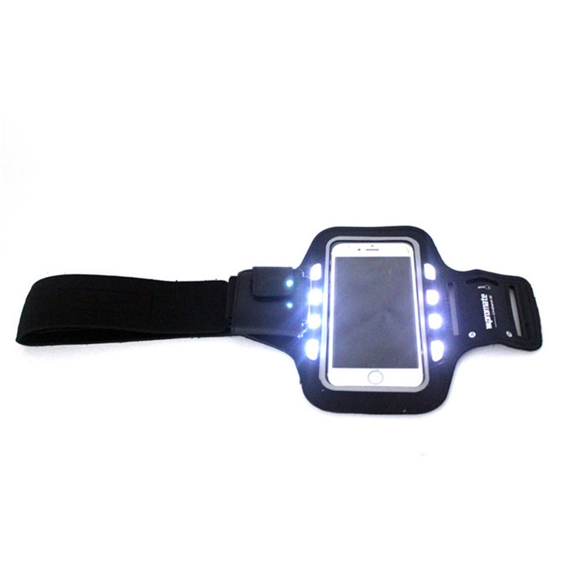 Teléfono de luz LED Brazalete Brazalete de neopreno que ejecuta el caso para el iPhone 12 Mobile bolsa