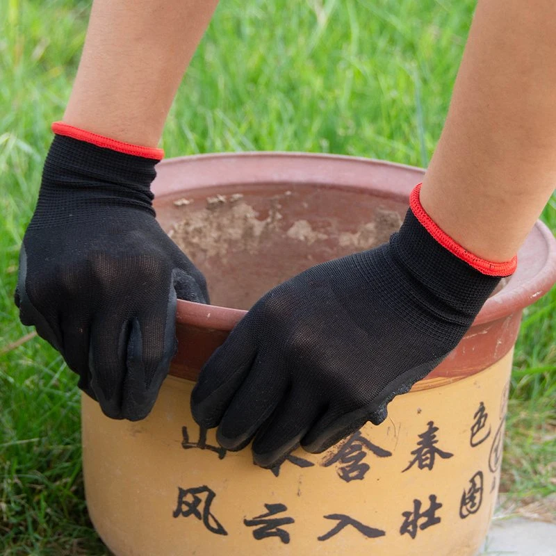 Guantes de seguridad recubiertos de arrugas de látex para la construcción de trabajos