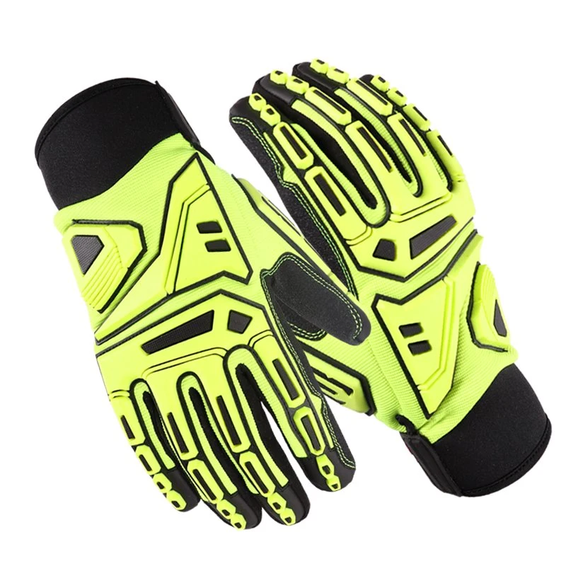 Travaux lourds Wear-Resistant antidérapant Hi-Viz TPR Cut-Resistant Impact mécanique de la sécurité des gants de travail