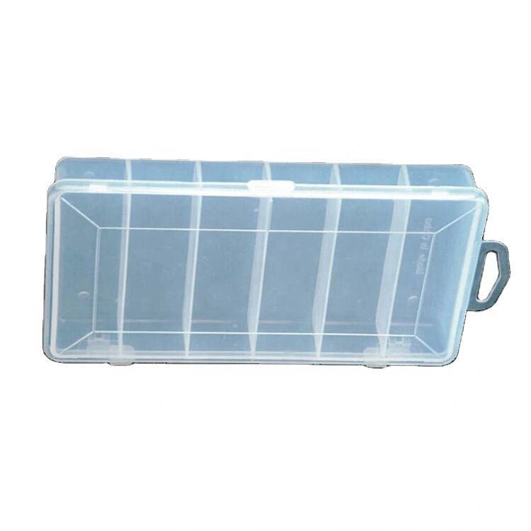 Topwin OEM 6 Compartments Transparent White PP Plastic Fishing Tackle Box for Fishing Lure