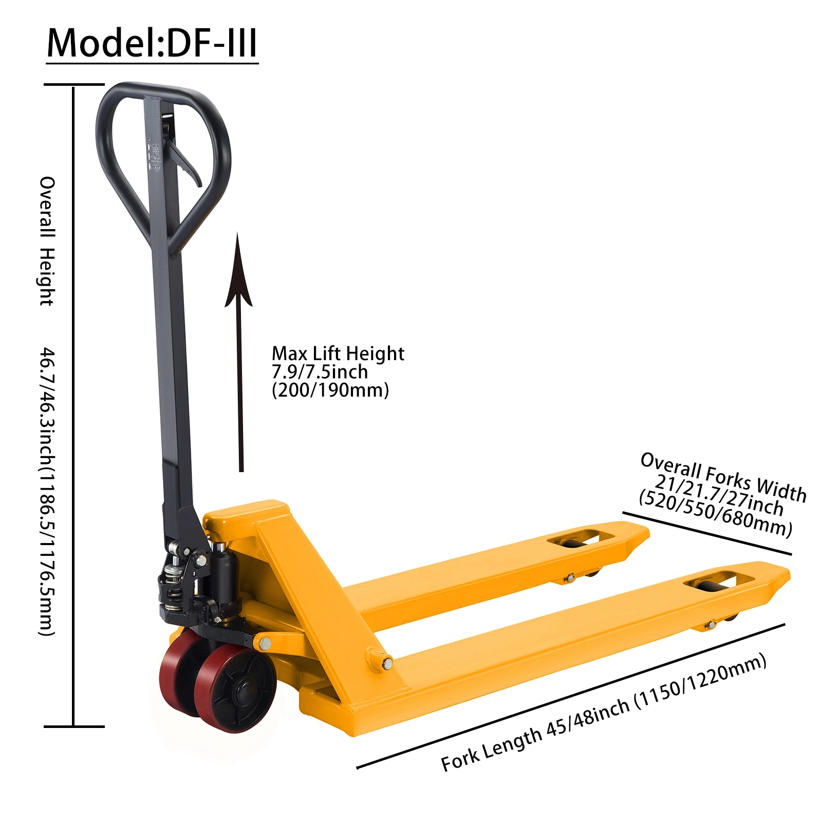 2500/3000kg Capacity Economic Design Manual Hydraulic Pallet Truck Hand Pallet Jack (DF-III)