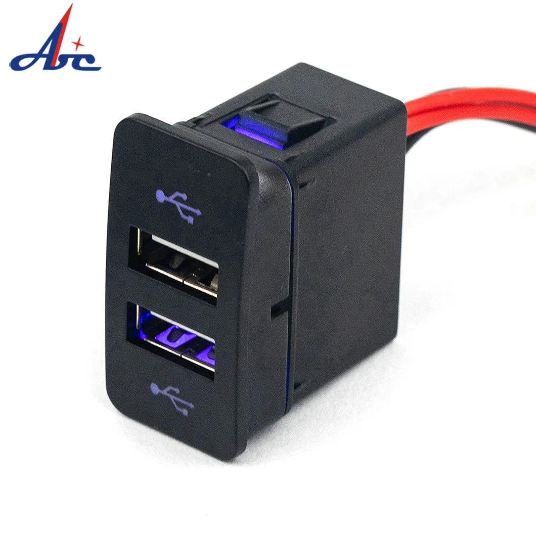 2 USB Port DC 5V 3.1A Auto Switch Universal Dual USB Car Charger with 5A Insert of Power Socket and Harness