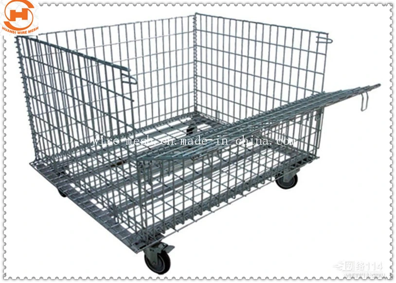 La coutume de l'entrepôt de stockage d'empilage pliable en acier galvanisé de zinc métal en acier cage de stockage de la logistique de soudure de Wire Mesh Conteneur de cage