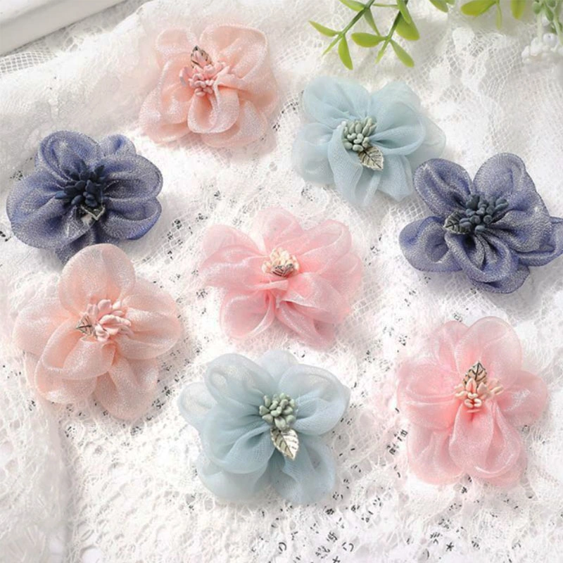 Handmade Satin Dress Ribbon Rose Flowers for Crafts Ribbon Flowers Pants Deco Flower