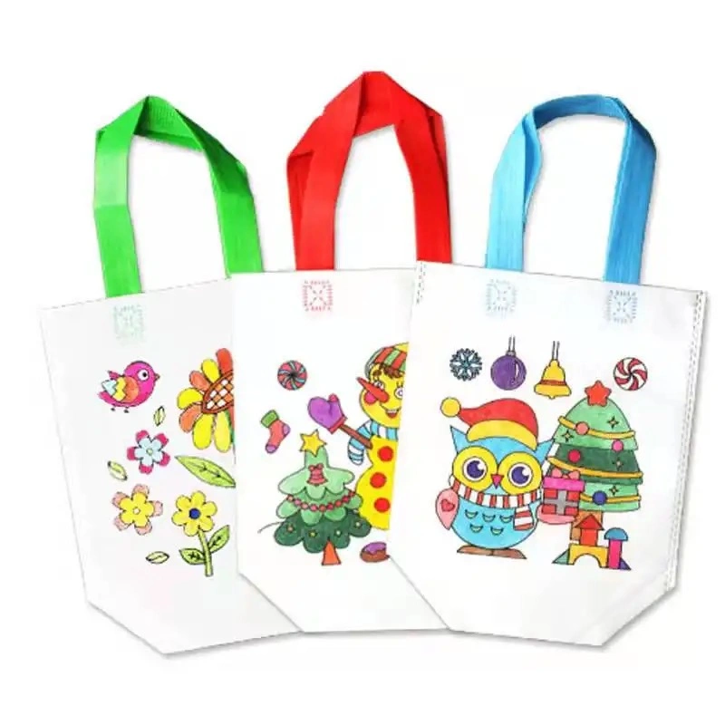 Reusable Kits DIY Popular Children's Painting Eco Laminated Non Woven Tote Bag Shopping Bag