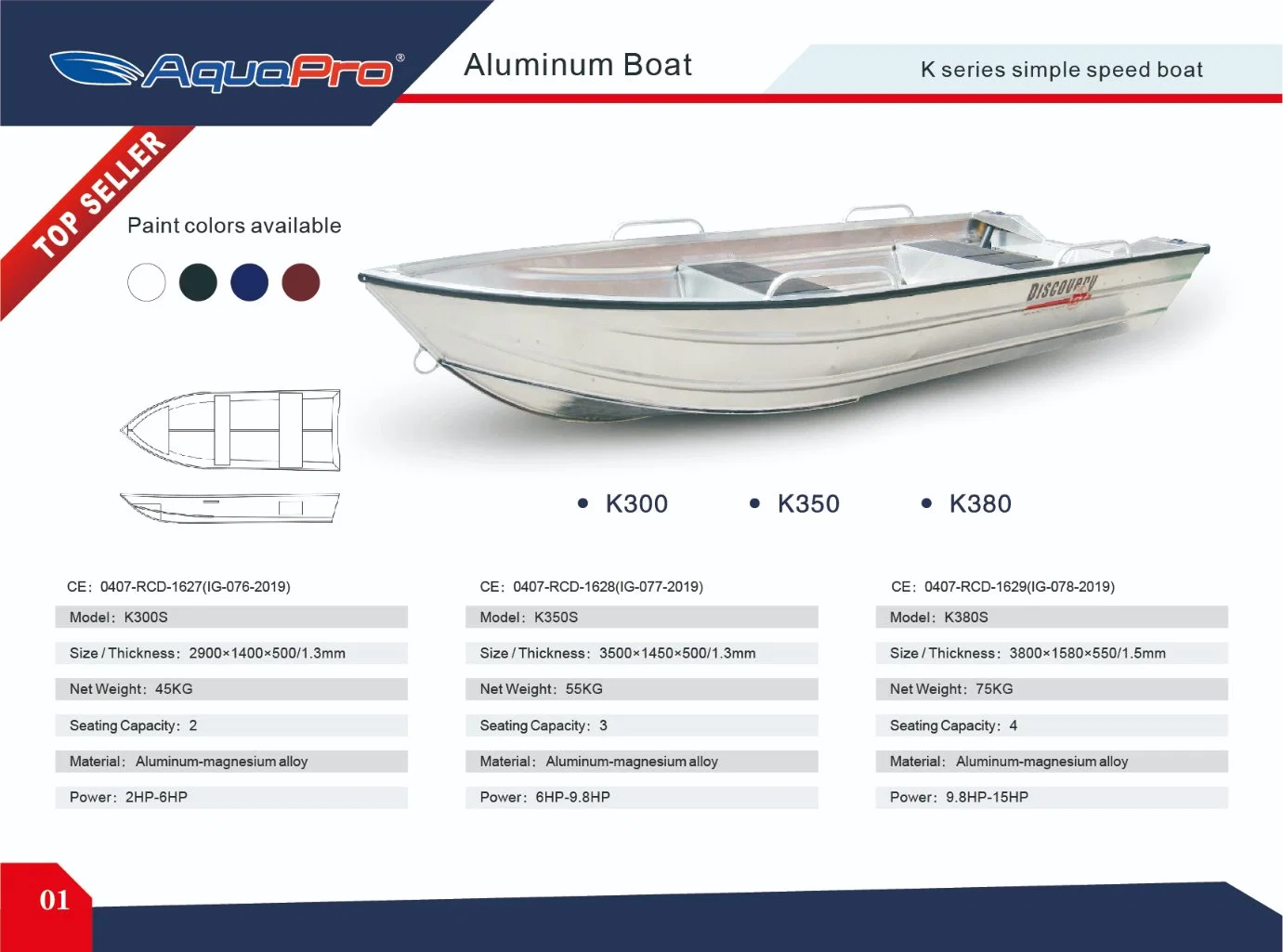 Modèle de vol K ce bateau bateau en aluminium soudé de bateau de moteur Bateaux Bateau Marine à prix abordable