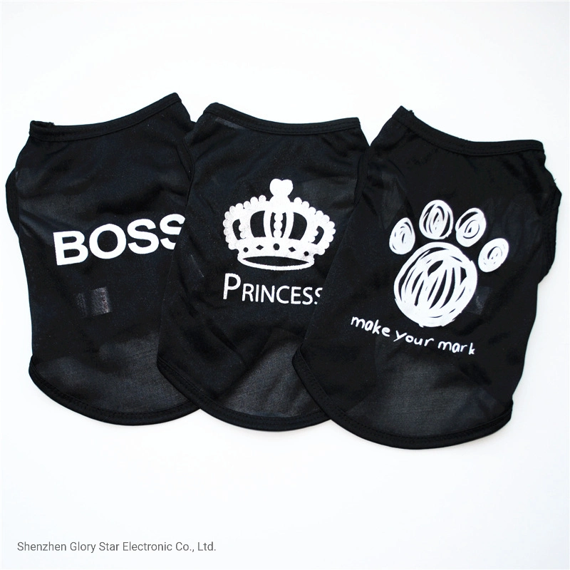 Summer Small Dog Breathable Vest Pawprint Princess Pet Shirt Clothes