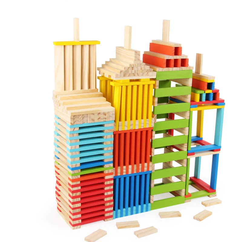 200PCS DIY Educational Toy 3D Building Wooden Sticks Children Multicolor Building Blocks