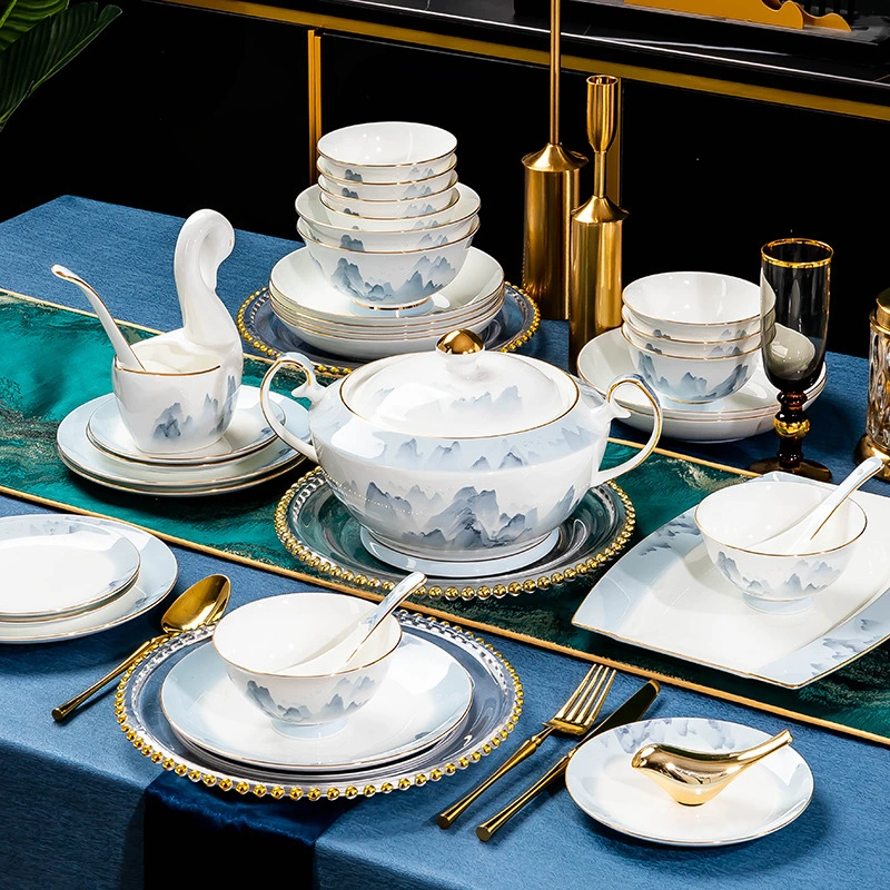 18-60 Piece Bone China Porcelain Dinnerware Set