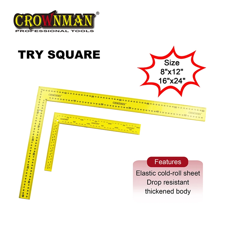 Crownman Measuring Tools, Yellow Carbon Steel Angle Square