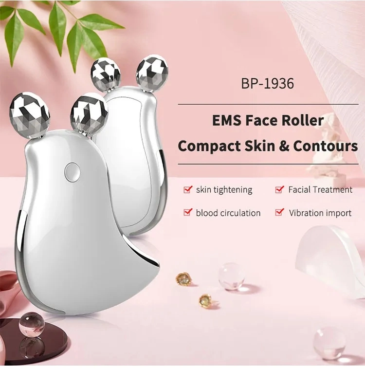 Portable Face Massager Skin Lifting Tightening Constant Heating Vibration Microcurrent Nutrition Absorbtion EMS Vibration Facial Roller