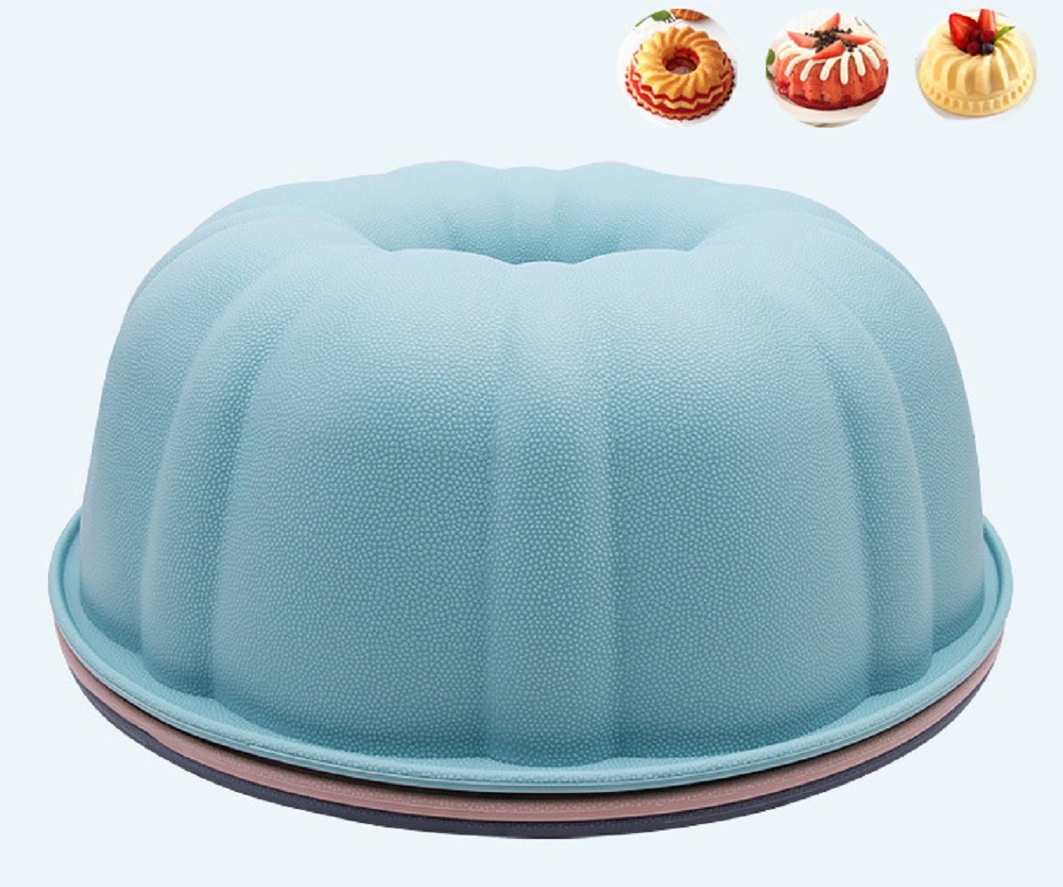 Silicona 9 pulgadas Fluted Cake Pan de hornear redondo resistente al calor Utensilios de cocina antiadherente para el adulto Esg17333