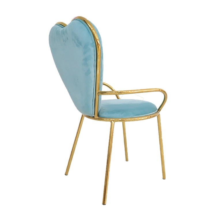 Wholesale/Supplier Home Furniture Hotel Restaurant Metal Frame Blue Velvet Fabric Wedding Chair