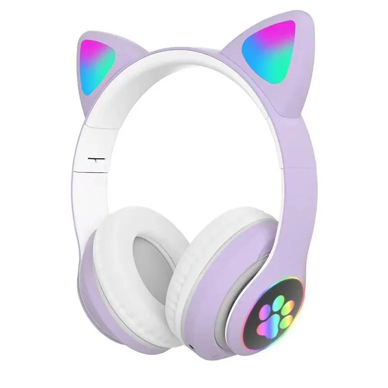 Cat Paw Cat's Ears (Steamed cat-ear shaped bread) Headworn for Bluetooth Headset Glow Game Star Wireless Headset