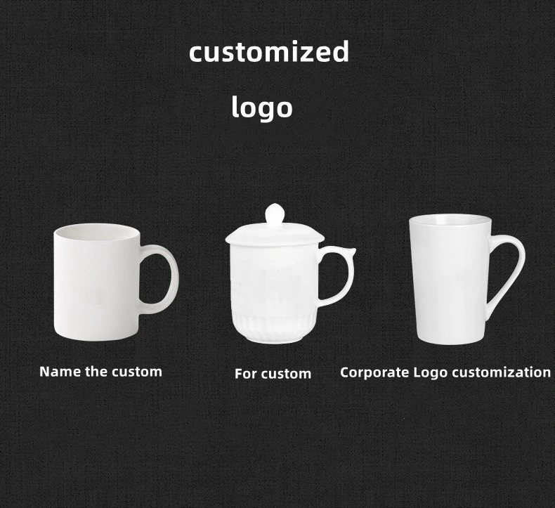 White Mug Custom Logo Simple Hotel Cup Advertising Ceramic Cup Lettering Print