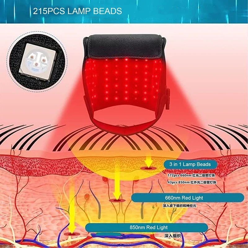 El crecimiento del cabello portátil de la tapa de la cabeza de luz infrarroja instrumento fisioterapia