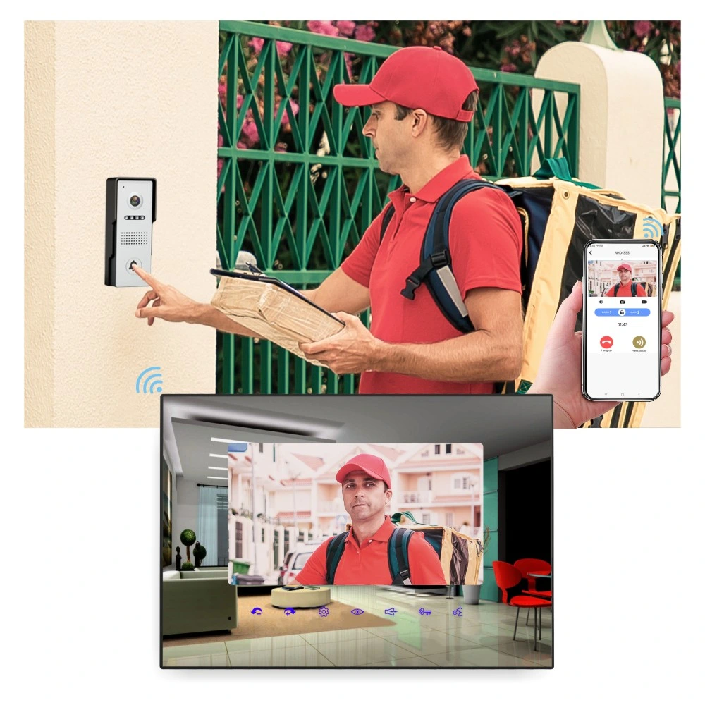 4 Wireless WiFi Video Door Phone Kit funktioniert mit Smart Telefon