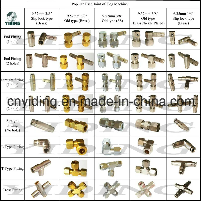 Misting Tee Push Slip Lock Fitting High Pressure Fogging Machine Slip Lock Tee Connector Brass Joint Fog Machine T Fitting Quick Slip T Joint Straight Fitting