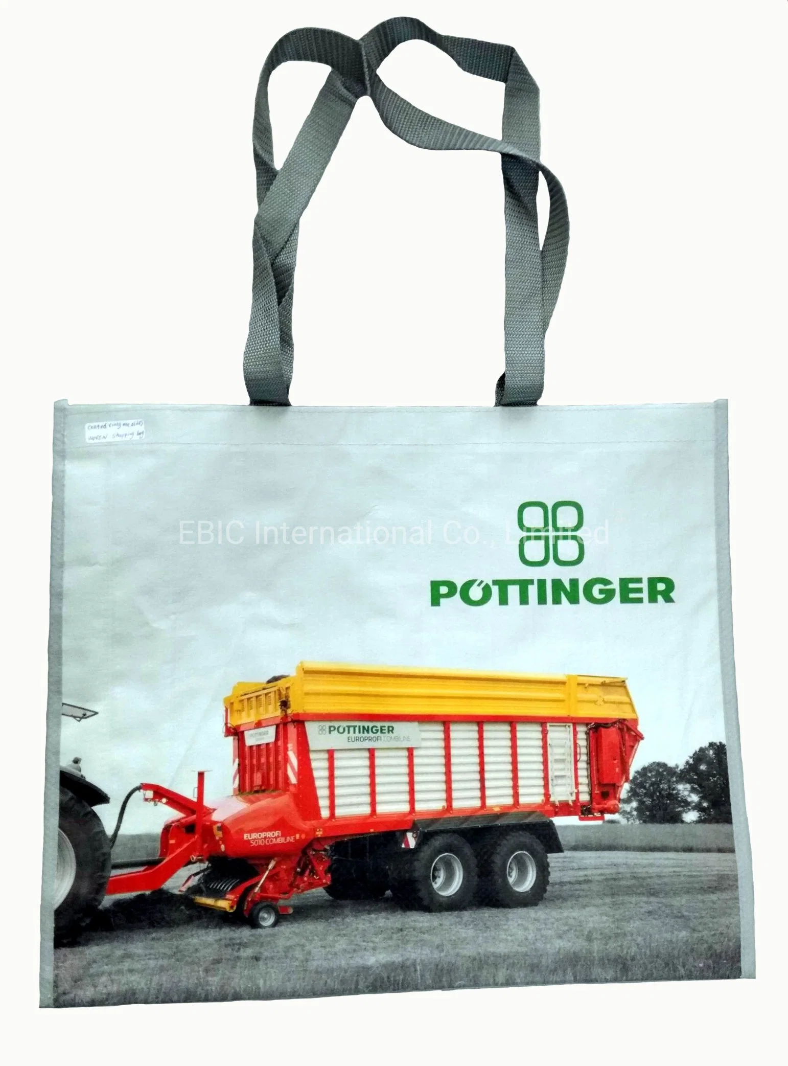 Coated Laminated PP Woven Carrier Shopping Bag with PP Multifilament Handle