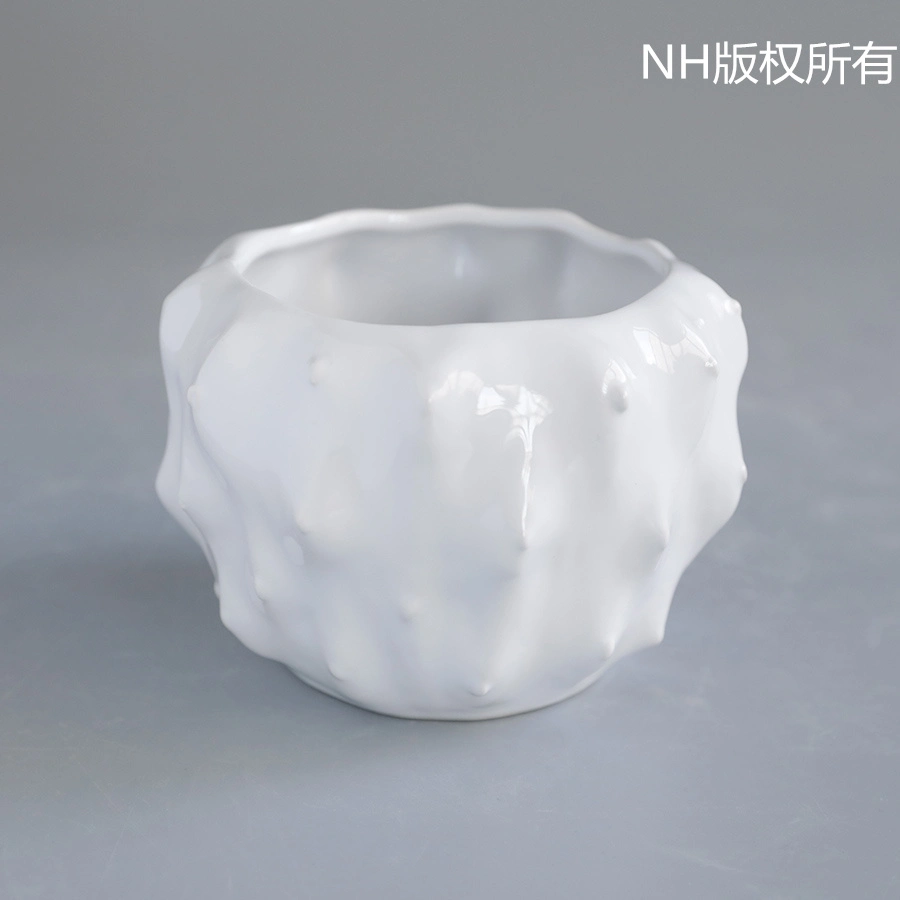 Ceramic White Round Indoor Flower Pot Square Round Shape with Custom Design Outdoor Flower Pot Home and Garden Decoration