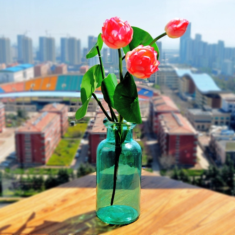 Green Glass Craft Vase of Grace Simple Round Shape