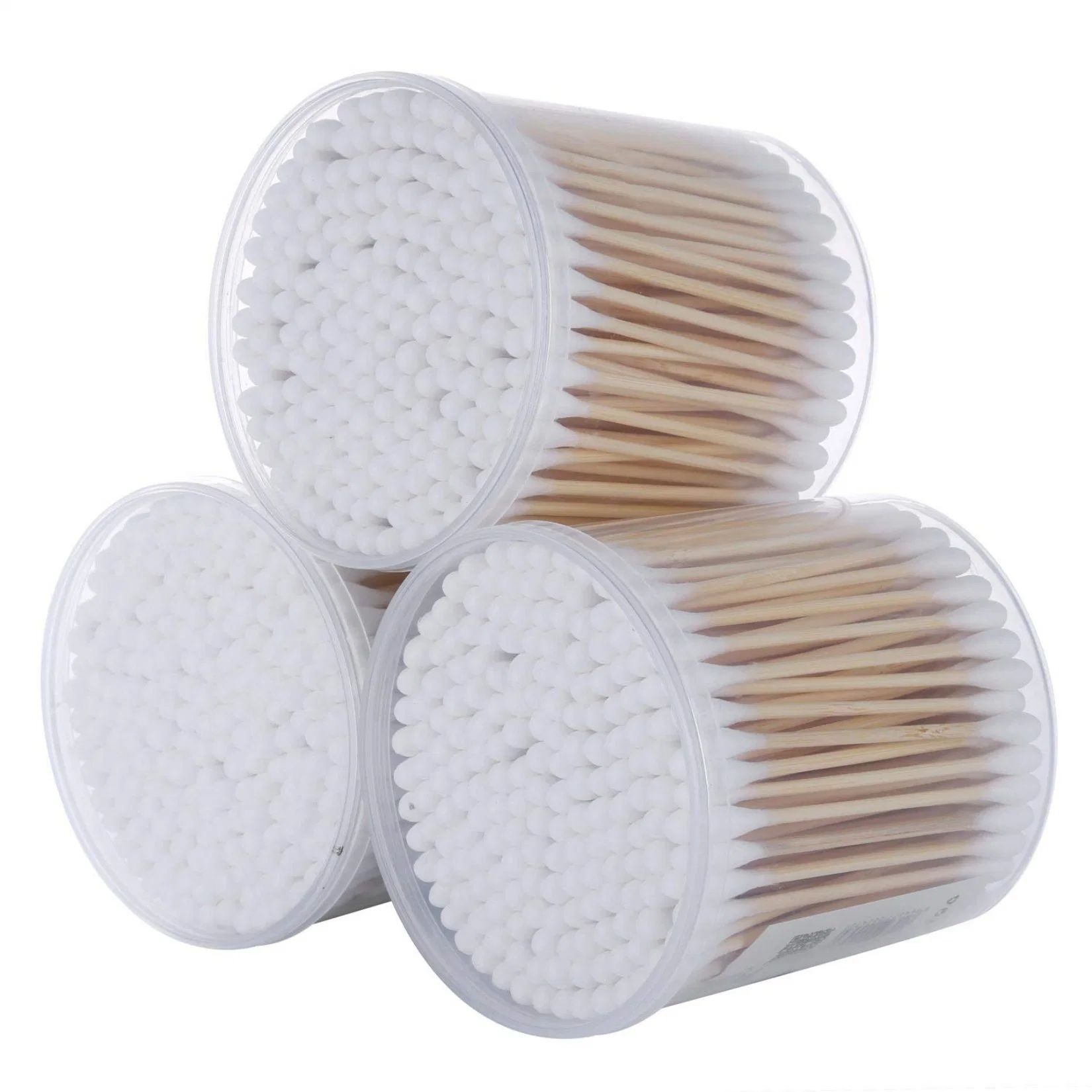 100pcs Doppelkopf-Wattebausch Bamboo Cotton Tupfer Holzstäbchen Einweg-Knospen Baumwolle für Nasenohren Reinigungswerkzeuge