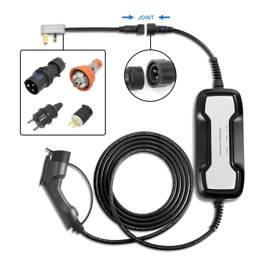 10A Portable Charger Box for Electric Vehicle Charging with Type 1 Plug BS Outlet Standard