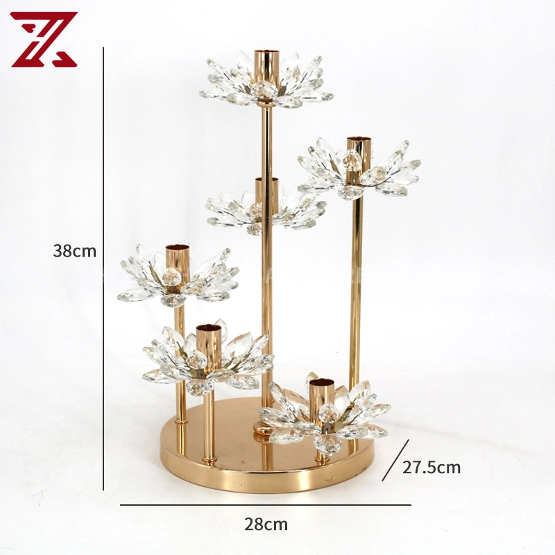 European-Style Golden galvanoplastia artesanal pétalo candelabro de hierro la decoración del hogar Fábrica de accesorios de boda personalizado