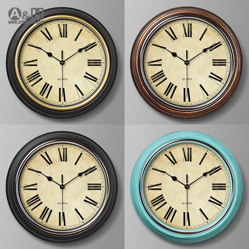 Home-Decor Plastic Creative Roman Retro Wall Clock Living Room Personality Mute Clock