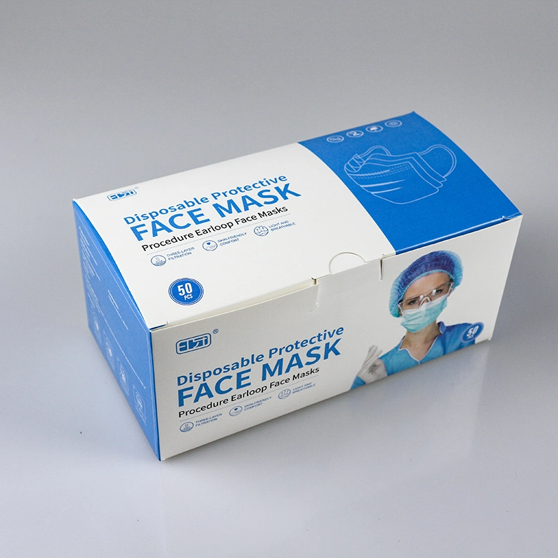 High quality/High cost performance  Foldable Custom Logo Disposable Face Mask Boxes Package 3ply Packaging Case