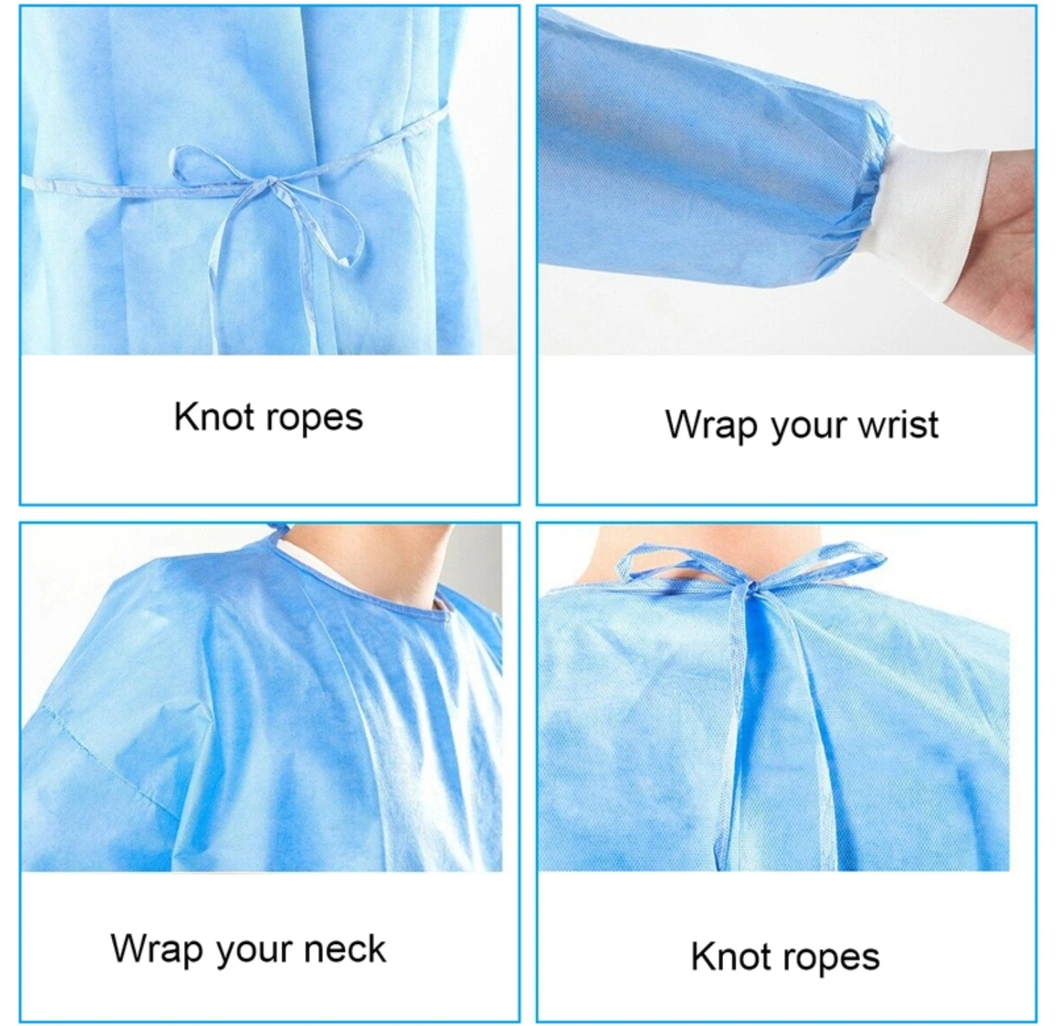 Safety Brand Environment Friendly Disposable PP/SMS Non Woven Gown Garment