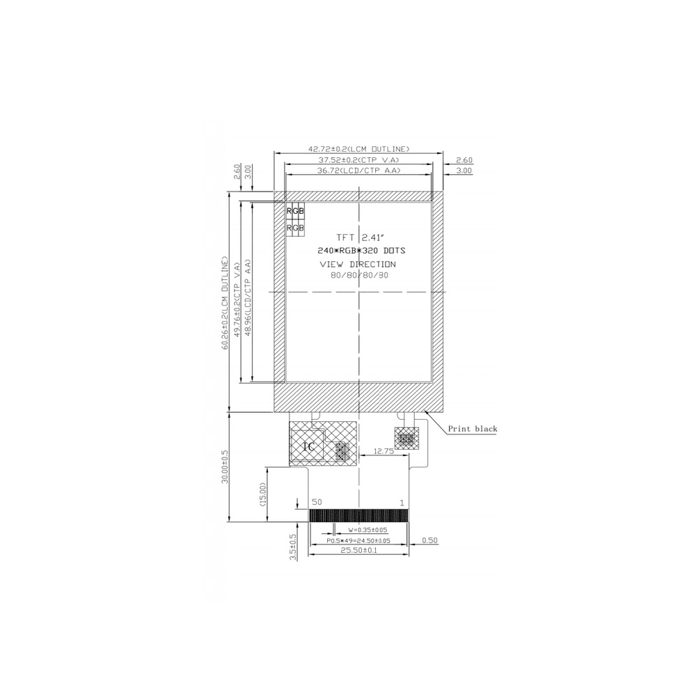 Пользовательский интерфейс SPI, RGB и MCU, 2.4 дюйма, 240X320 TFT-дисплей монитора пикселей