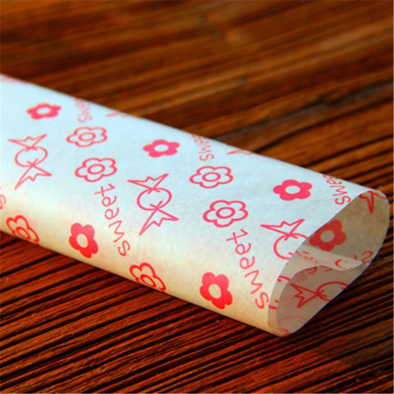 Oil-Proof Wax Paper Christmas Food Wrapper Paper Sandwich Burger Fries Baking Pastry Packaging Wax Paper Bread Oilpaper Paper Cone