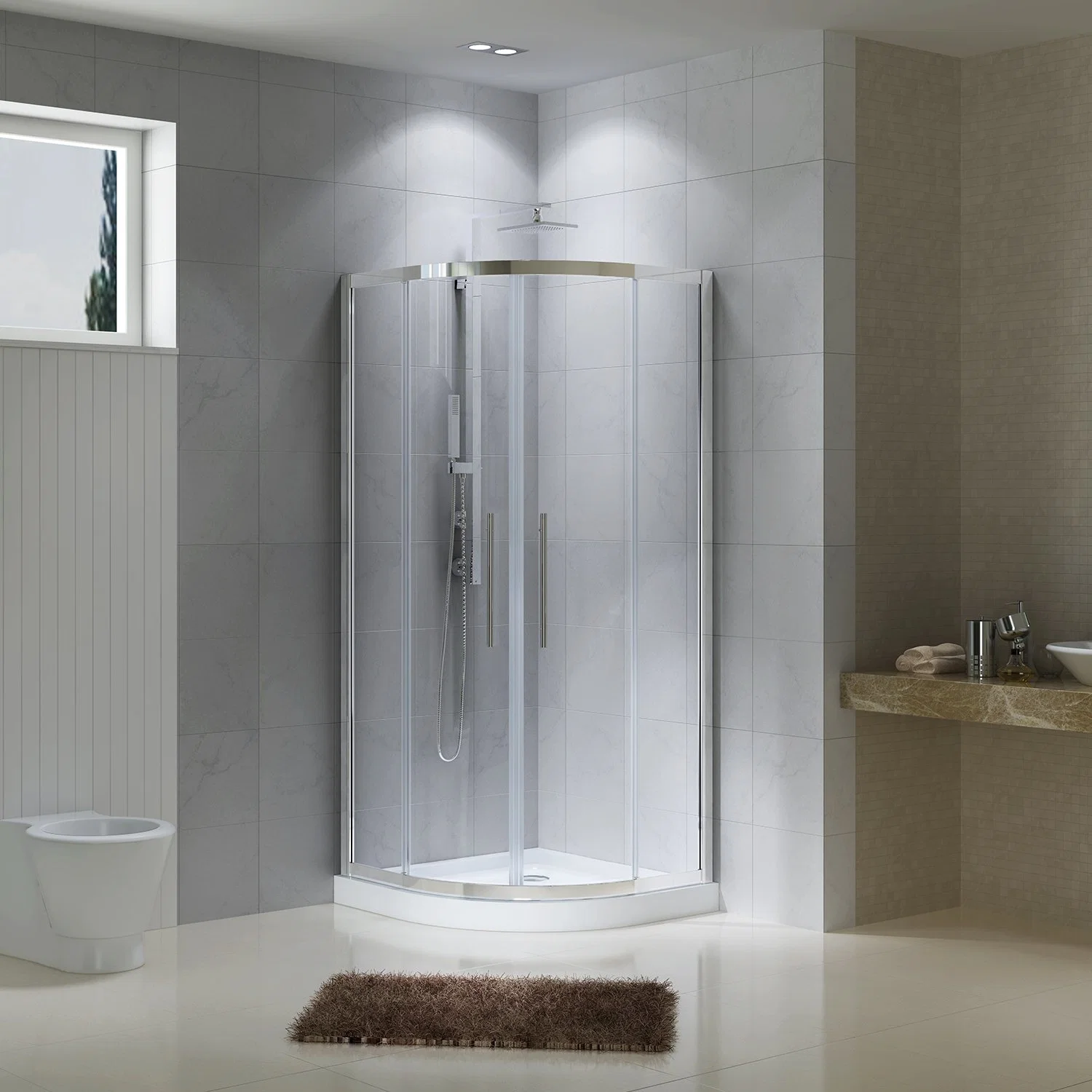 Stainless Steel Sliding Shower Enclosure with Frame and Double Handles Shower Room