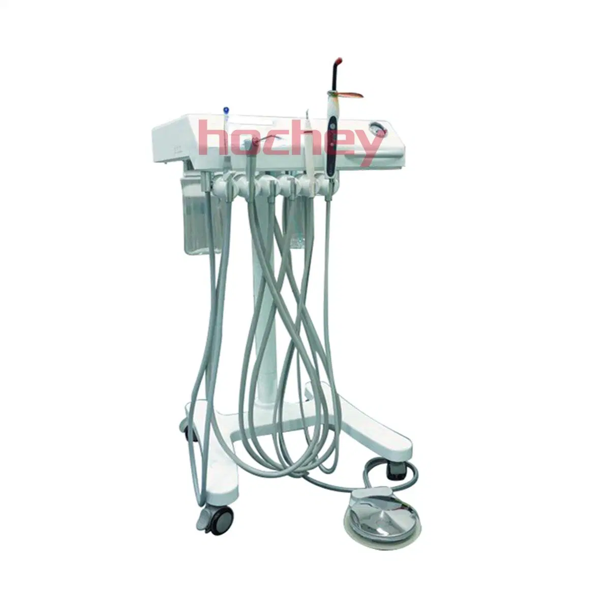 وحدة كرسي أسنان Hochey Medical Portable مع ضاغط الهواء فوق صوتي ضوء LED الخاص بضوء الكارة