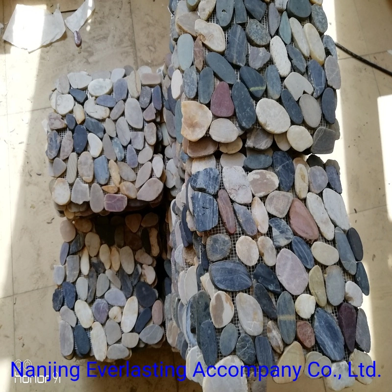 River Stone Polished Pebbles on Net Floor Mosaic