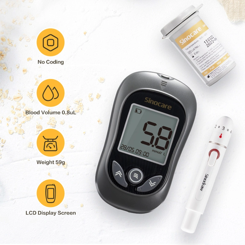 Sinocare Blood Glucose Meter Digital Blood Glucose Check up Meter Glucometer Digital Non Invasive Glucose Meter Product with Test Strips