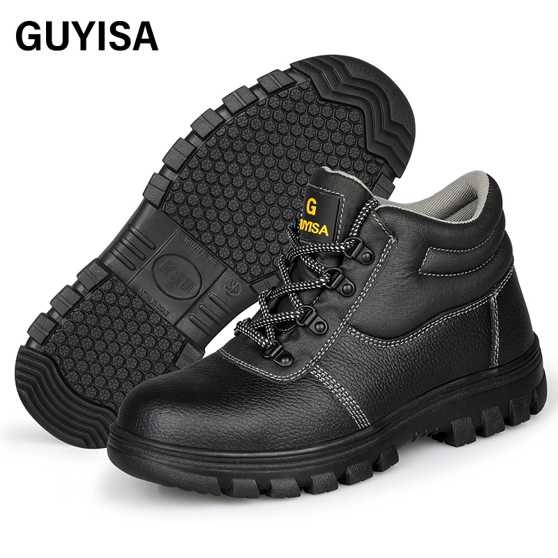 Guyisa Brand Safety Boots Non-Slip Wear-Resistant Rubber Sole Professional S3 Anti-Static Waterproof Leather Upper Safety Boots