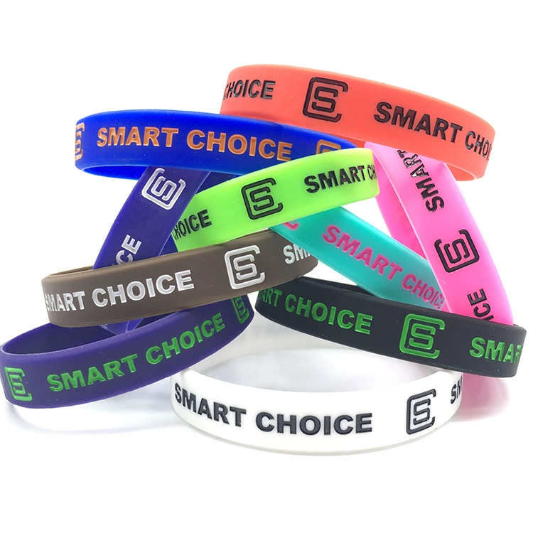 Factory Price Customize Any Color Print or Embossed Color Filled Silicone Bracelets