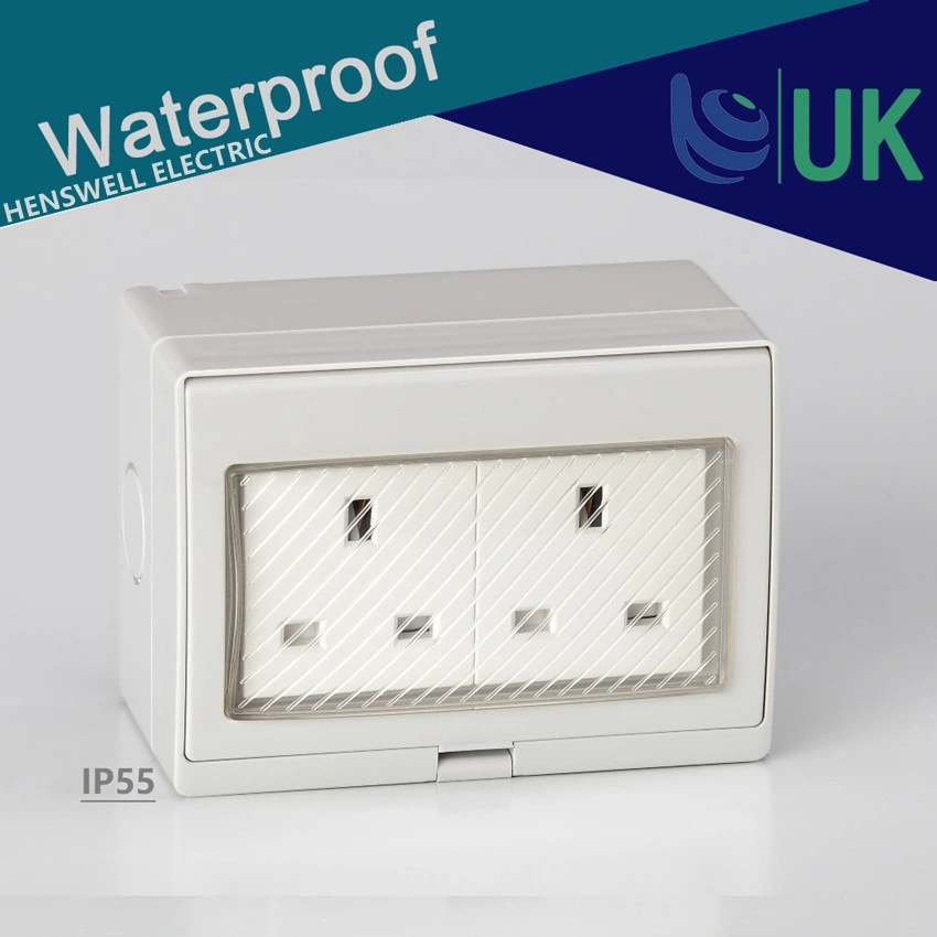 IP55 Weatherproof Socket Outlet 13A Double Unswitched with Shutter