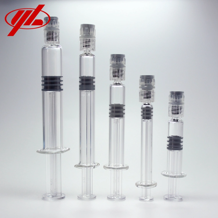 1ml 2.25ml 3ml 5ml Seringue en verre préremplie jetable pour injection médicale ou cosmétique